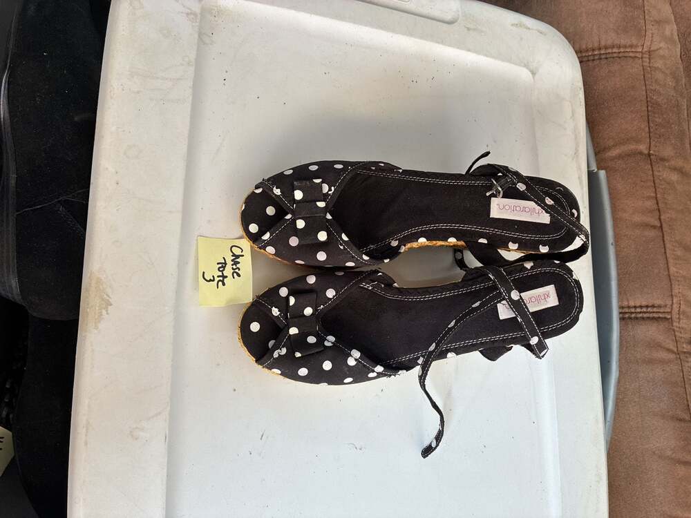 Xhilaration Black and White Polka Dot Peep Toe Wedge Sandals with Ankle Strap